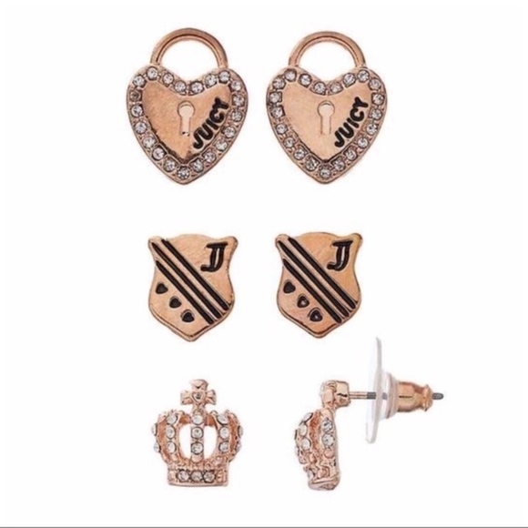 Juicy Couture Jewelry - Juicy Couture Heart, Shield & Crown Earring Set